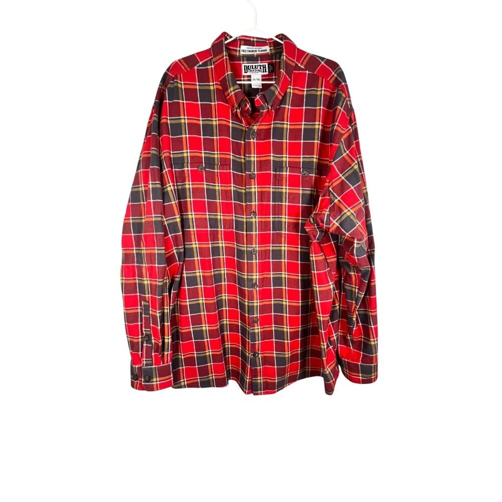 Duluth Plaid Flannel Shirt Red 2XLT‎ Checks Lumberjack Outdoors Woodsy Classic